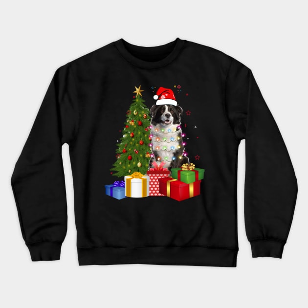 Border Collie Christmas Tree Santa Hat Funny Xmas Gift Dog T-Shirt Crewneck Sweatshirt by CoolTees